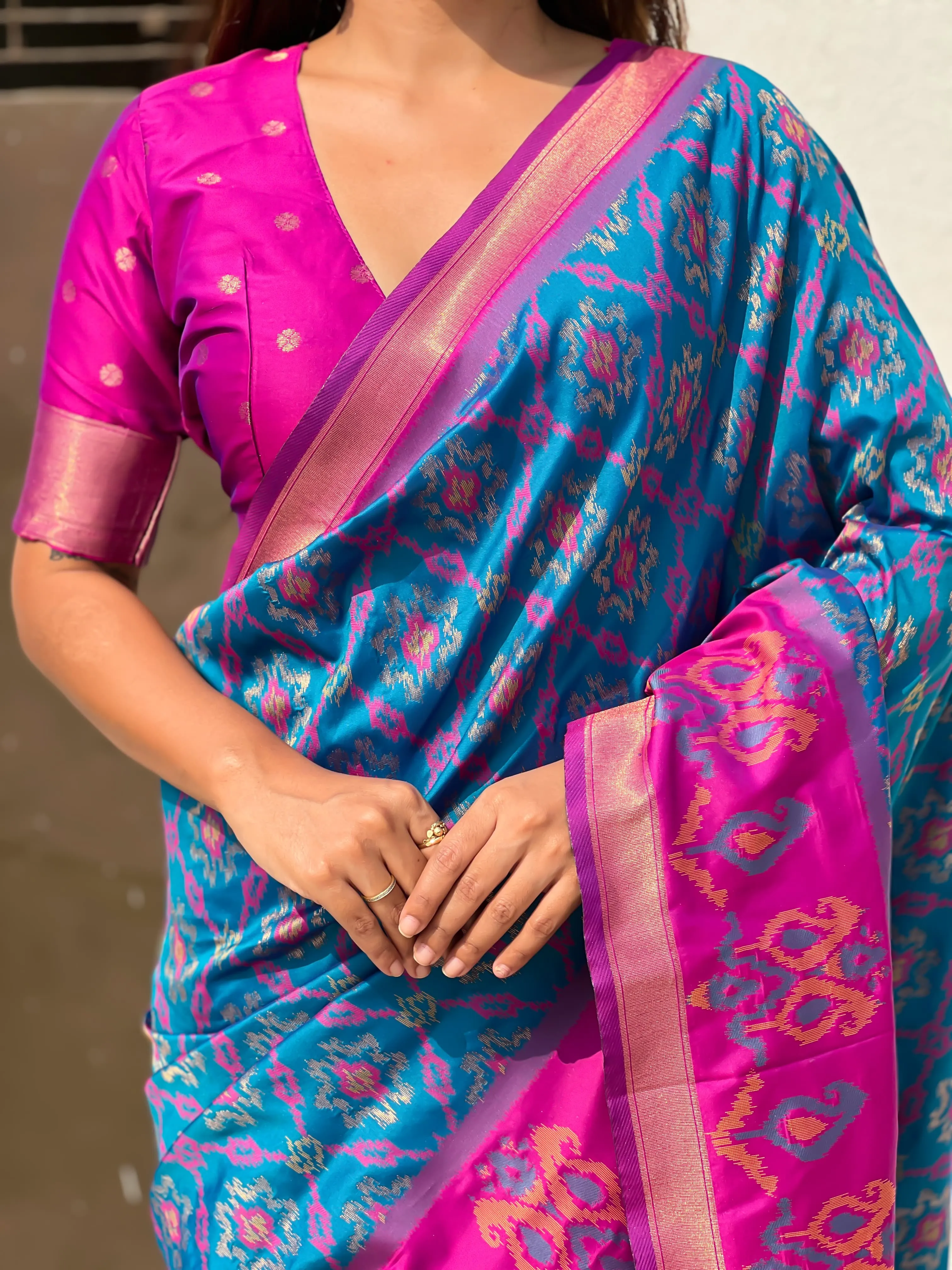 Buy Satarangi Ikkat Premium Saree in Surat - Reseller Bazzar
